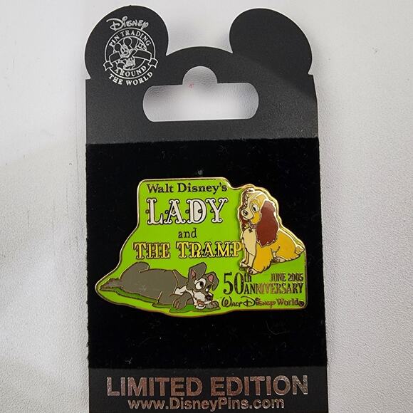 Disney Pin Lady and the Tramp 50th Anniversary LE 2000 Stacked Pin Green - Picture 1 of 6